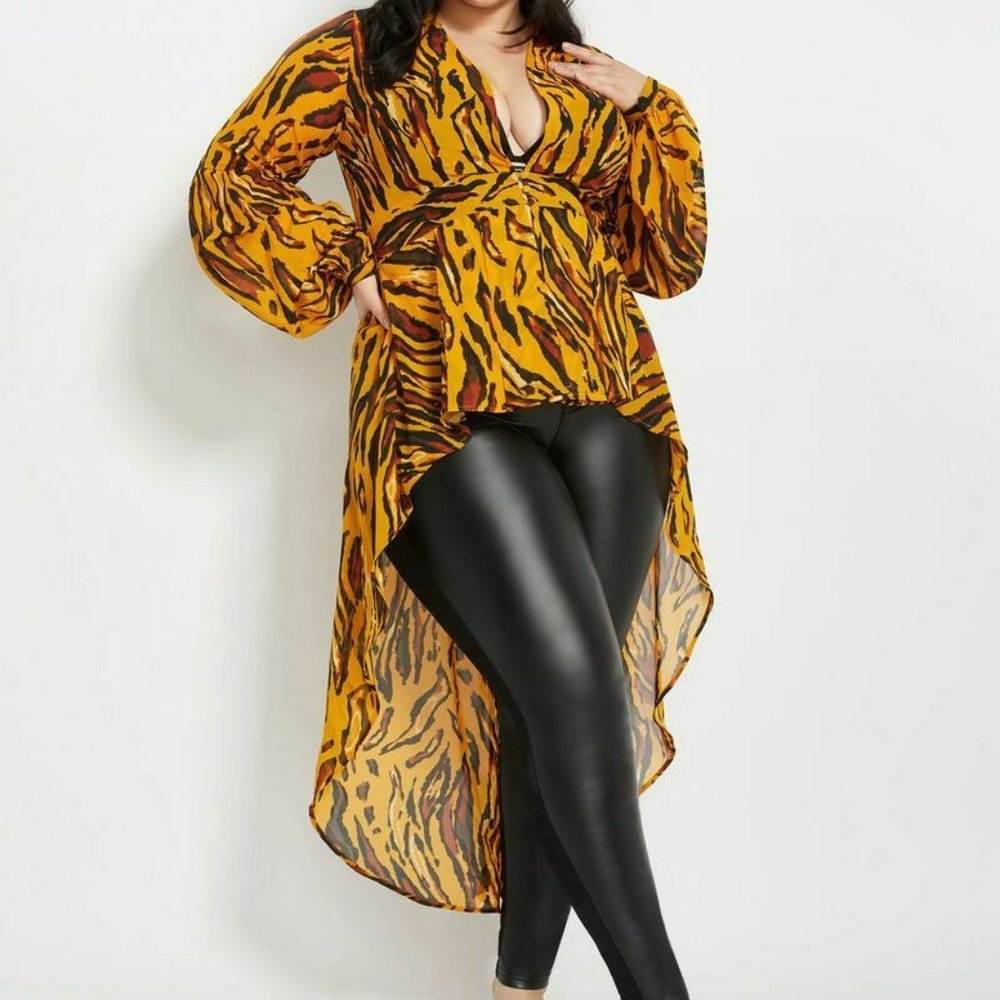 ANIMAL PRINT SHEER HI LOW DUSTER